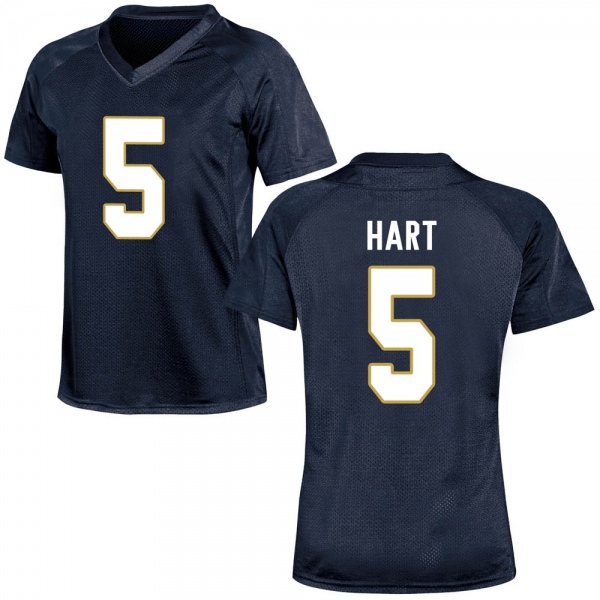 Cam Hart Notre Dame Fighting Irish NCAA Women's #5 Navy Blue Replica College Stitched Football Jersey EGS6255HP